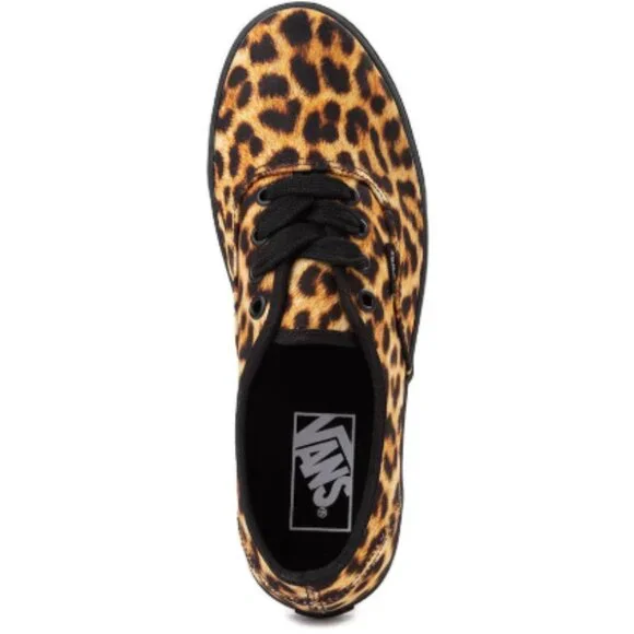 Vans Authentic Lowpro Skate Shoe Leopard Print Neon Orange Laces - Picture 2 of 6